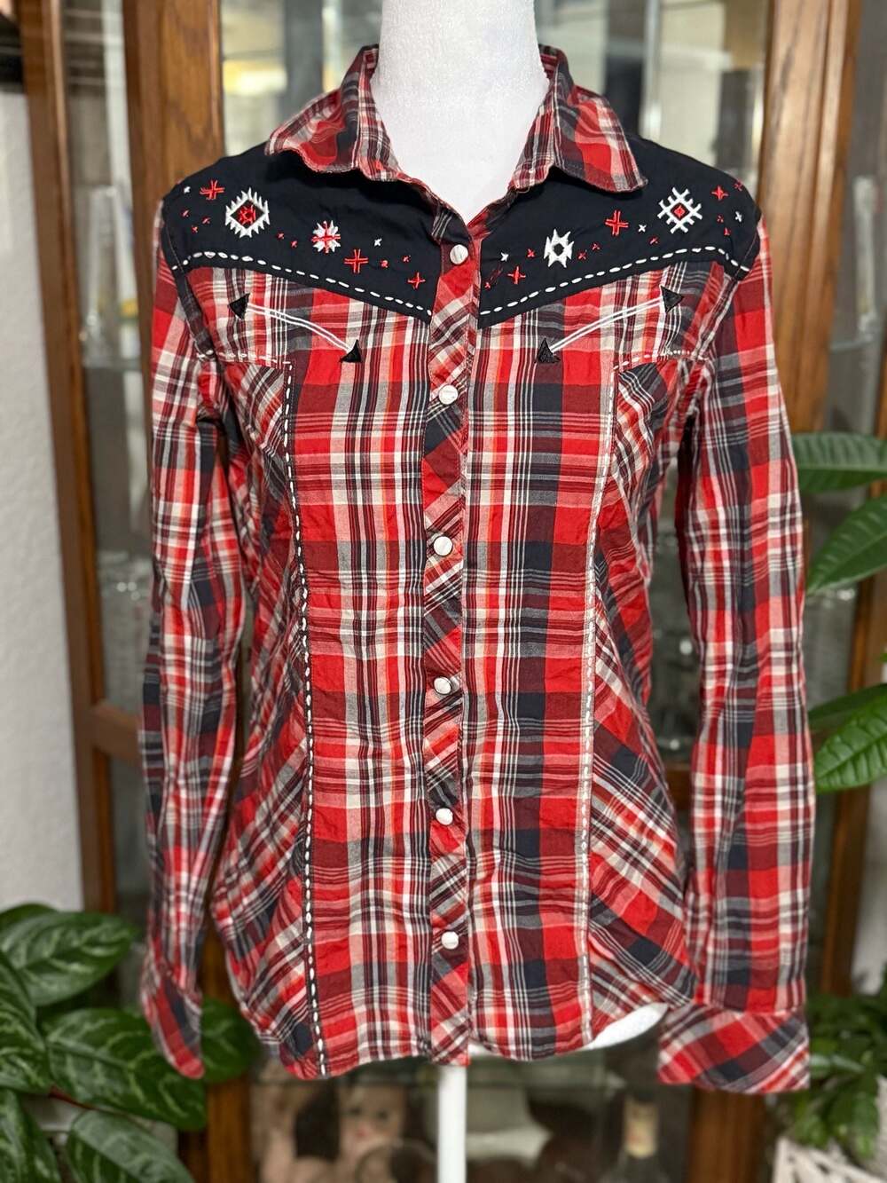 Panhandle Red Plaid Western Pearl Snap Shirt